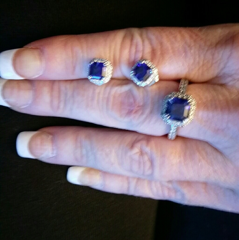 Sterling Silver earrings with matching ring